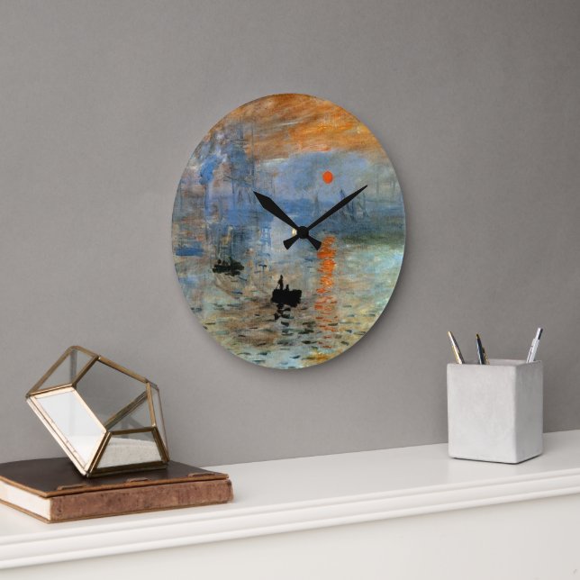 Horloge murale avec impression Claude Monet, lever (Bureau)