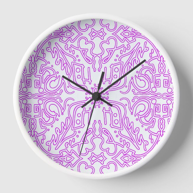 Horloge murale avec motif de mandala rose doux rêv (Recto)