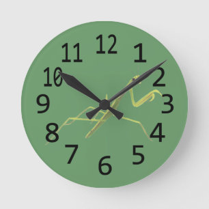 Horloge murale avec peinture d'insecte Mante relig