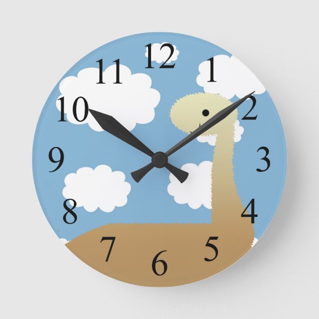 Horloge murale avec un dinosaure mignon dans les n (Recto)