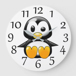 Horloge murale avec un pingouin mignon sur fond bl