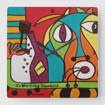 Horloge murale avec vin O'clock Art