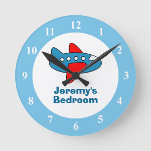 Horloge murale avion jouet pour chambre de garçon