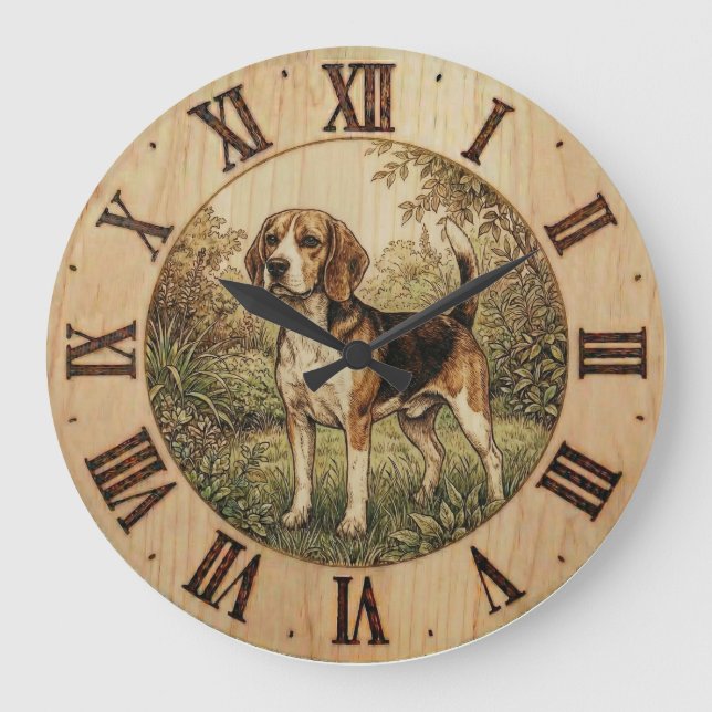 Horloge murale Beagle dans le parc de printemps  (Recto)