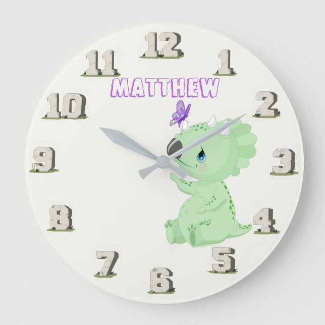 Horloge murale bébé dinosaure jurassique de l'âge  (Recto)