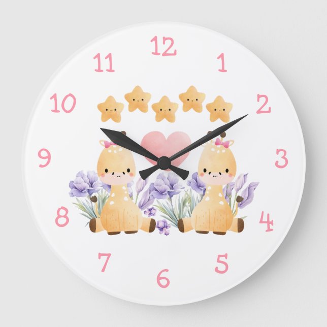 Horloge murale bébé girafe mignon | Nous sommes un (Recto)