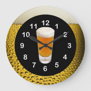 Horloge murale Beer O'Clock or ambre