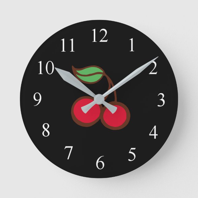 Horloge murale Black Cherry pour cuisine rétro (Recto)