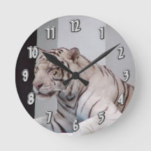 Horloge murale blanche de Tigres de Sibérie