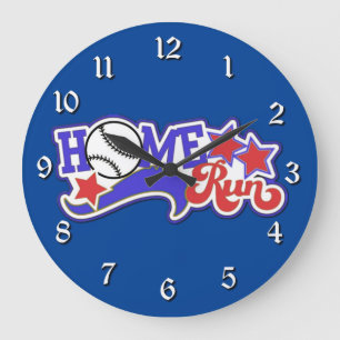 Horloge murale blanche et bleue rouge de base-ball