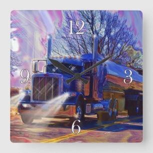 Horloge murale bleue de camion-citerne aspirateur