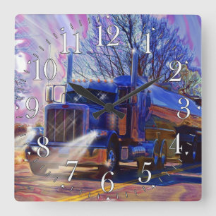 Horloge murale bleue de camion-citerne aspirateur