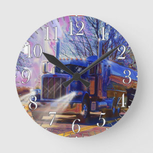 Horloge murale bleue de camion-citerne aspirateur