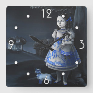 Horloge murale bleue de saule