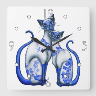 Horloge murale bleue siamoise de saule