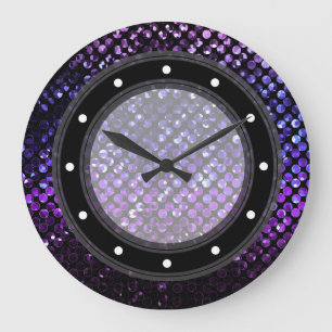 Horloge murale Bling en cristal pourpre Strass