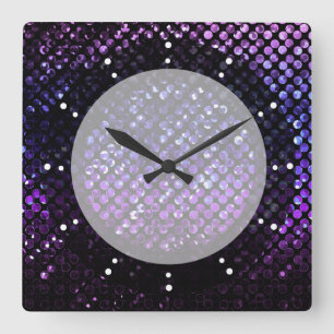 Horloge murale Bling en cristal pourpre Strass
