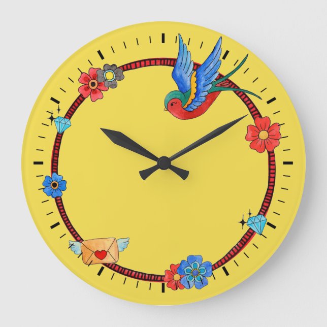 Horloge murale Boho Bluebird (Recto)