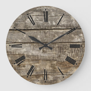 Horloge murale - Bois rustique chiffres romains