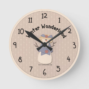 Horloge murale bonhomme de neige de campagne