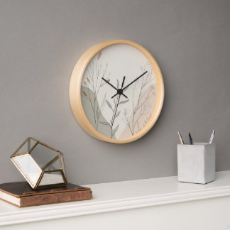 Horloge murale botanique minimaliste – Fleur sauva