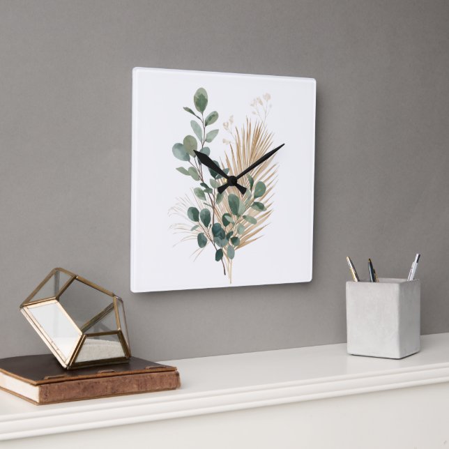 Horloge murale botanique naturelle minimale Boho (Bureau)