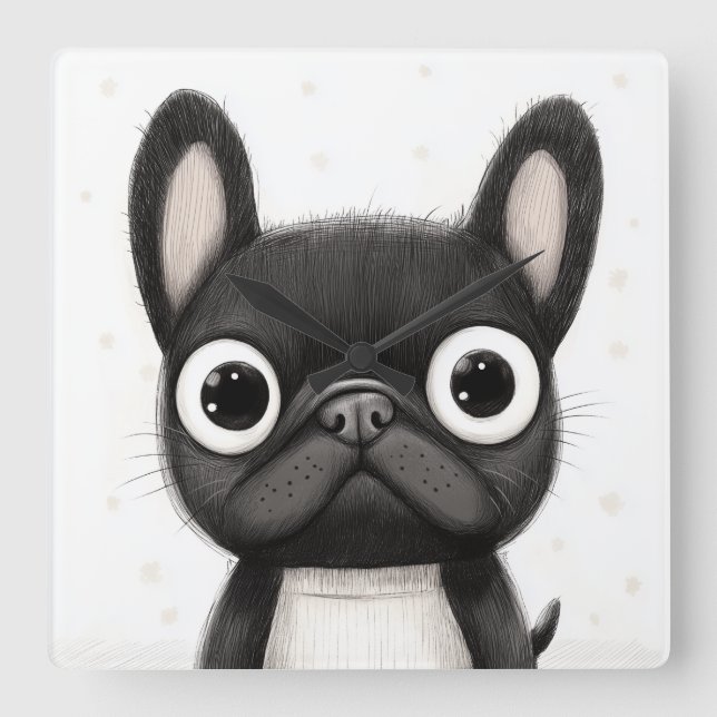 Horloge murale Bouledogue français mignon (Recto)