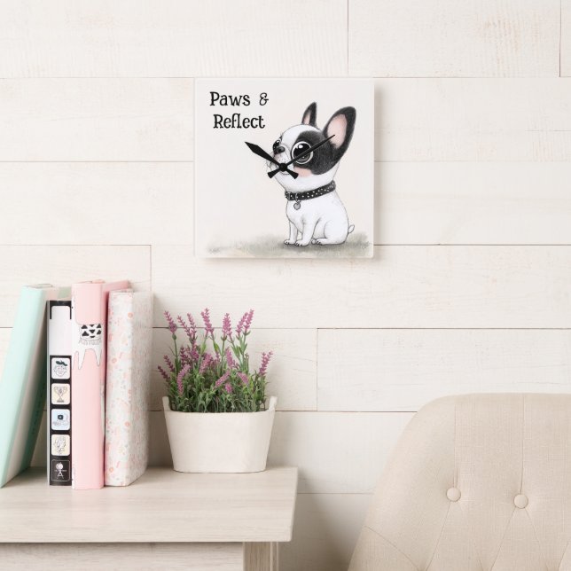 Horloge murale Bouledogue français Paws & Reflect (Salle de lecture)