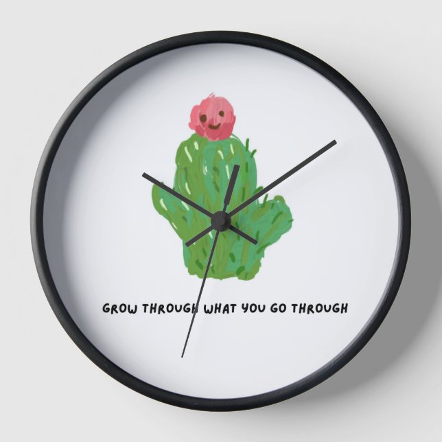 Horloge murale Cactus Mignon – Citation Inspirante (Recto)