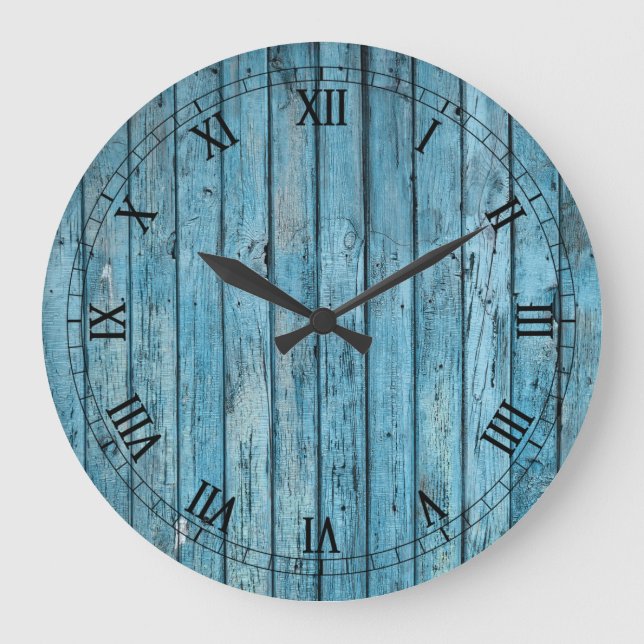 Horloge murale - Cadran romain bleu rustique (Recto)