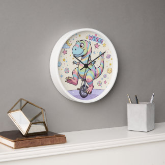 Horloge murale, cadre en bois naturel rond de 10"
