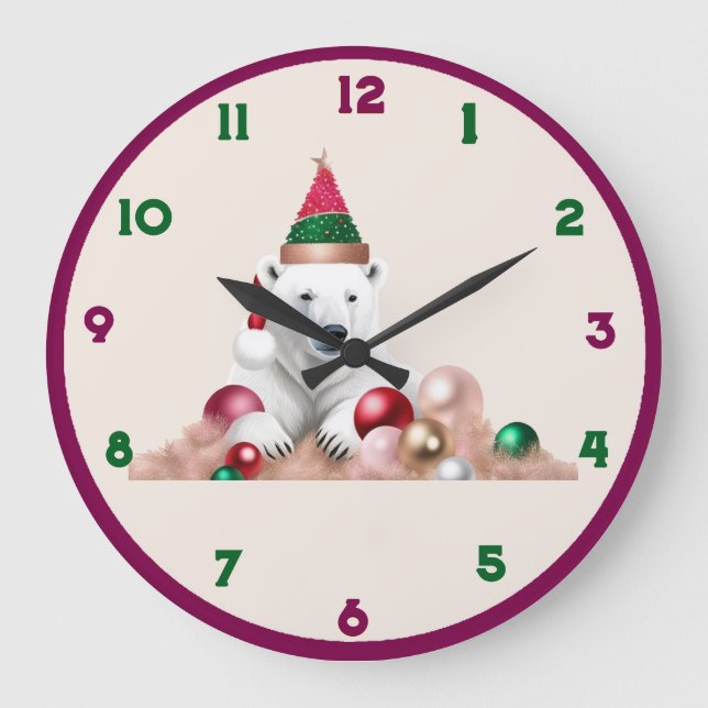 Horloge murale, Cadre en bois naturel rond de 10 p (Recto)