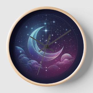 Horloge murale, Cadre en bois naturel rond de 10 p