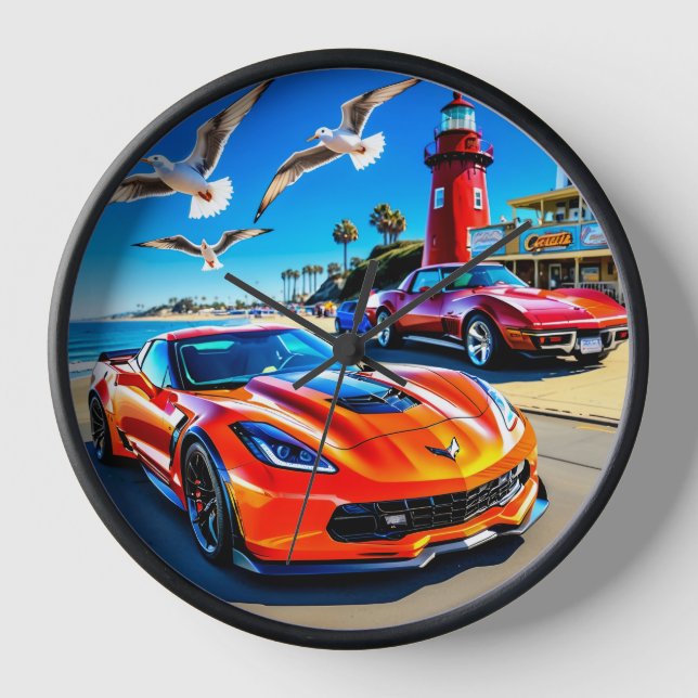 Horloge murale, Cadre en bois naturel rond de 10 p (Recto)