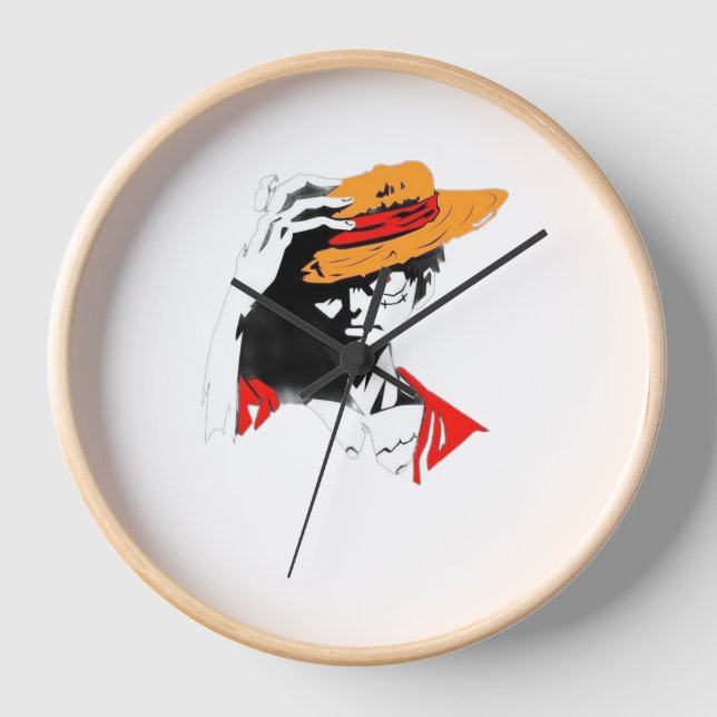 Horloge murale, Cadre en bois naturel rond de 10 p (Recto)