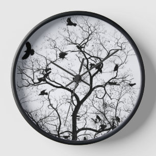 Horloge murale, cadre en bois naturel rond de 25,4