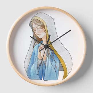 Horloge murale, cadre en bois naturel rond de 25,4