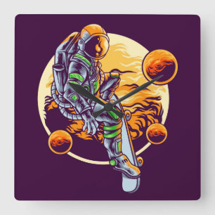 Horloge murale Carré astronaute