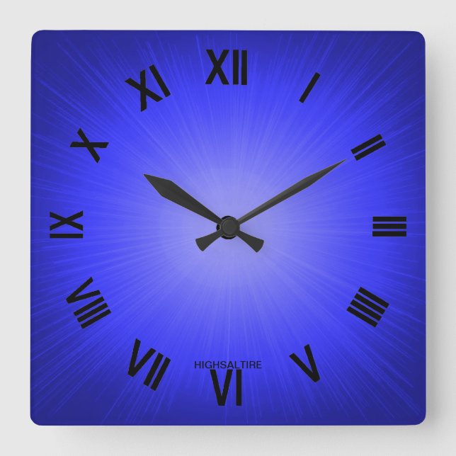 Horloge murale carré bleu par haut (Recto)
