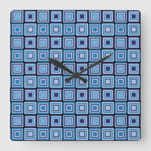 Horloge murale Carré bleue Motif