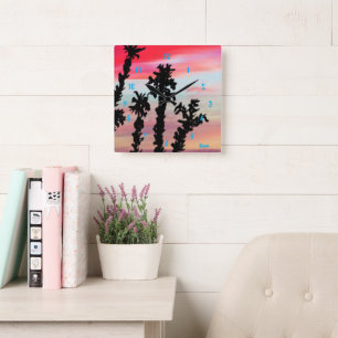 Horloge murale carré : Coucher de soleil