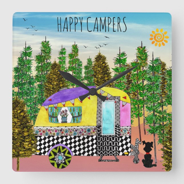 Horloge murale Carré de Camper joli et joli et col (Recto)