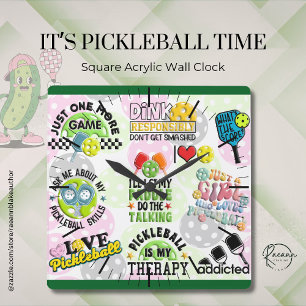 Horloge murale Carré de Pickleball Time