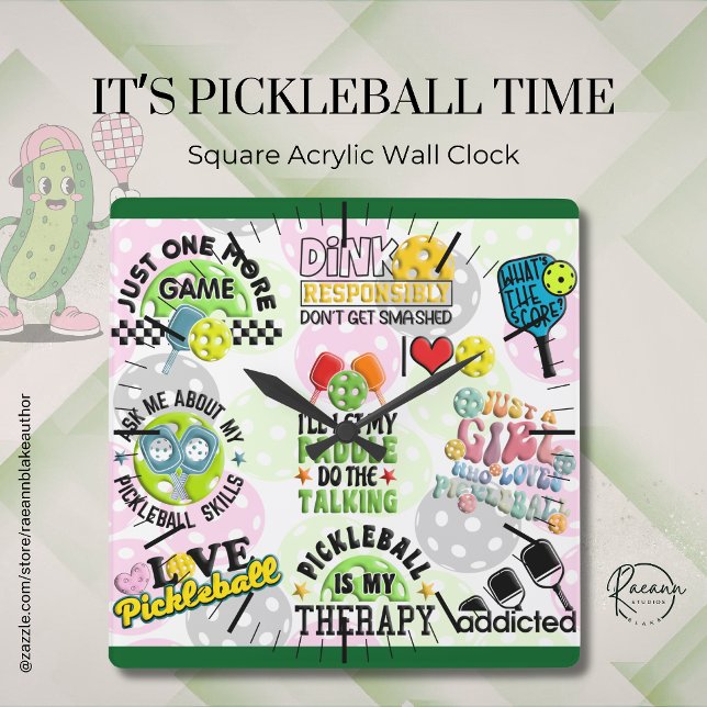 Horloge murale Carré de Pickleball Time (Créateur téléchargé)