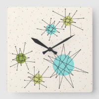 Horloge murale Carré de Starbursts atomique Iconiq
