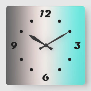 Horloge murale Carré gris turquoise