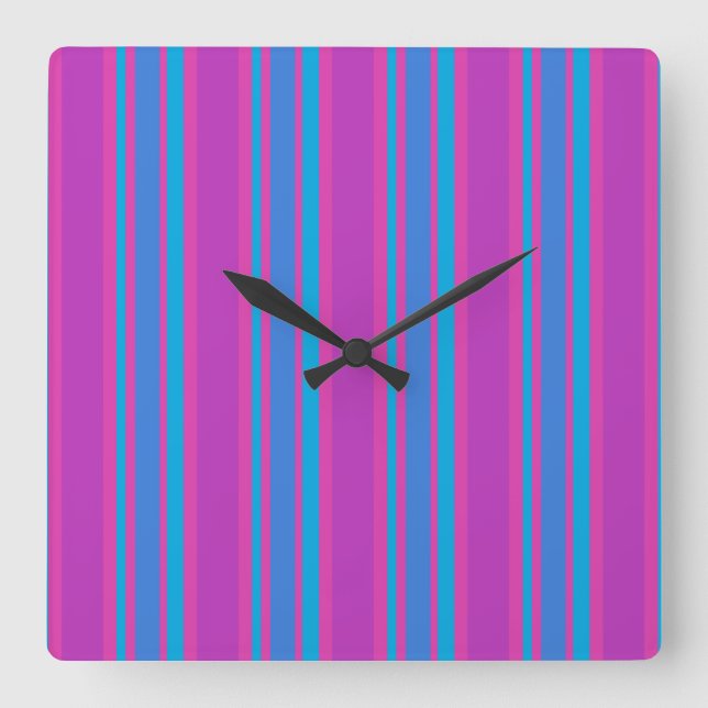 Horloge murale carré : Magenta, Violet, Bleu (Recto)