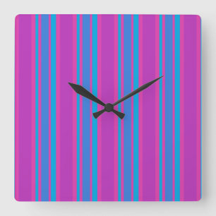 Horloge murale carré : Magenta, Violet, Bleu