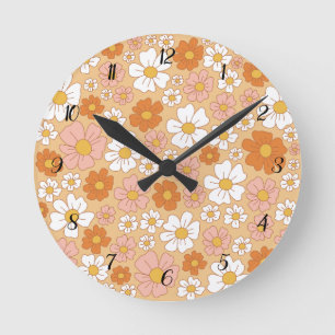 Horloge murale Carré orange et blanc