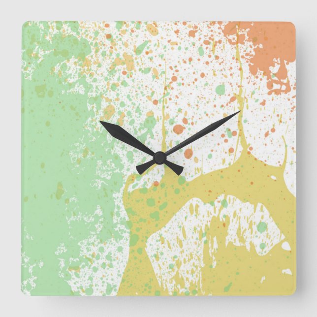 Horloge murale Carré Pastel Splatter (Recto)